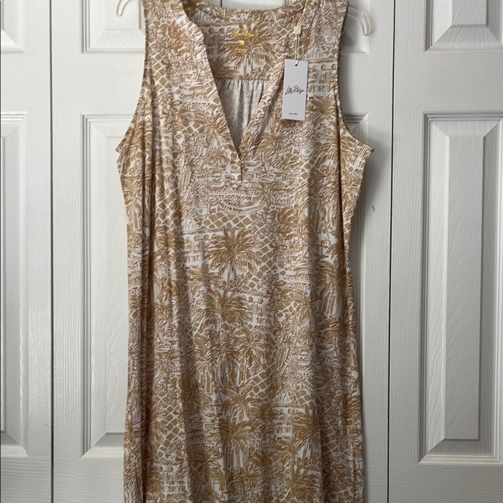 Lilly Pulitzer Tan and White Sleeveless Dress